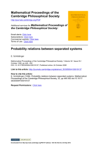 Mathematical Proceedings of the Cambridge Philosophical Society Probability relations between separated systems