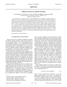 ARTICLES Efficient networks for quantum factoring David Beckman, Amalavoyal N. Chari,