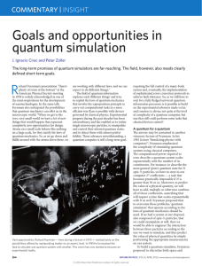Goals and opportunities in quantum simulation COMMENTARY | INSIGHT