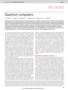 REVIEWS Quantum computers T. D. Ladd {, F. Jelezko