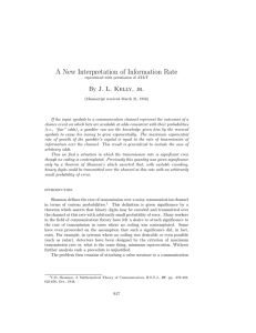 A New Interpretation of Information Rate By J. L. Kelly, jr.