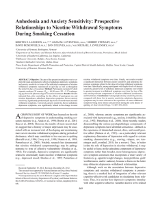 Anhedonia and Anxiety Sensitivity: Prospective Relationships to Nicotine Withdrawal Symptoms