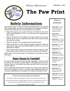 The Paw Print Safety Information Wilson Montessori