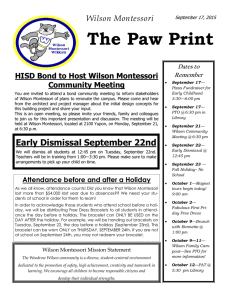 The Paw Print Wilson Montessori HISD Bond to Host Wilson Montessori Community Meeting