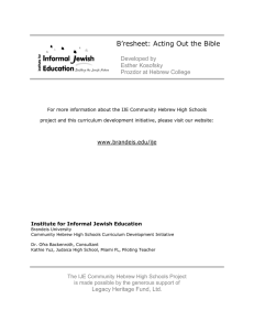 B’resheet: Acting Out the Bible Developed by Esther Kosofsky