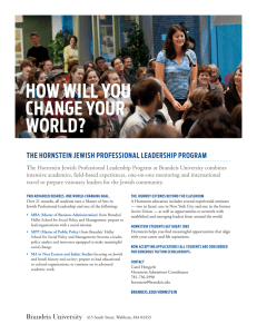 HOW WILL YOU CHANGE YOUR WORLD? THE HORNSTEIN JEWISH PROFESSIONAL LEADERSHIP PROGRAM