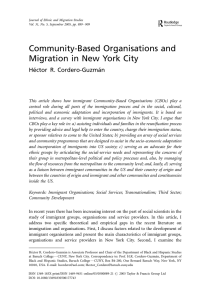 Community-Based Organisations and Migration in New York City He´ctor R. Cordero-Guzma´n