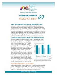 RESEARCH BRIEF Community Schools Because Every Child Deserves Every Chance