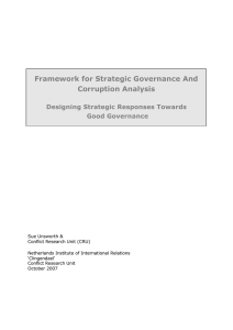 Framework for Strategic Governance And Corruption Analysis Designing Strategic Responses Towards Good Governance