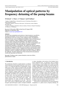 Manipulation of optical patterns by frequency detuning of the pump beams