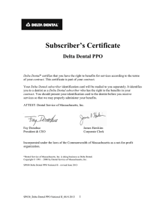 Subscriber’s Certificate Delta Dental PPO