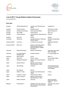 List of 2011 Young Global Leaders Honourees East Asia
