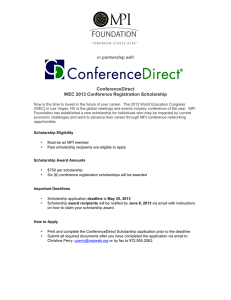 ConferenceDirect WEC 2013 Conference Registration Scholarship in partnership with