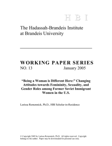 H B I  WORKING PAPER SERIES The Hadassah-Brandeis Institute