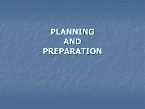 PLANNING AND PREPARATION