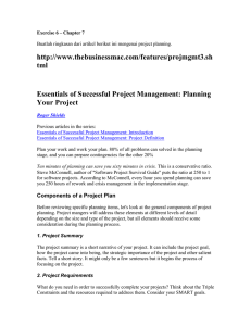tml  Essentials of Successful Project Management: Planning