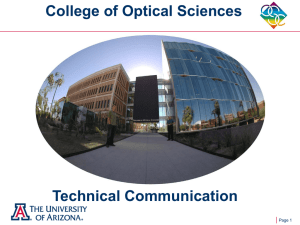 College of Optical Sciences Technical Communication Page 1