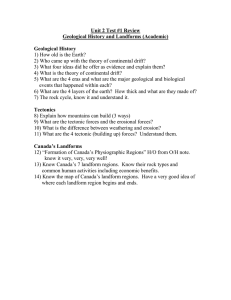 Unit 2 Test #1 Review Geological History and Landforms (Academic)  Geological History