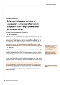 Relationship between enthalpy of combustion and number of carbons in