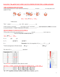 8.4 &amp; 18.1: The pH SCALE AND CALCULATIONS INVOLVING ACIDS...