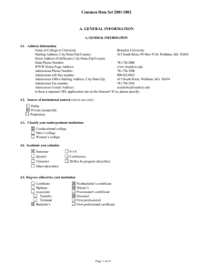 Common Data Set 2001-2002  A. GENERAL INFORMATION