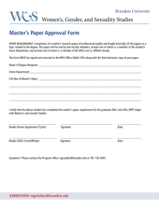 Women’s, Gender, and Sexuality Studies Master’s Paper Approval Form Brandeis University