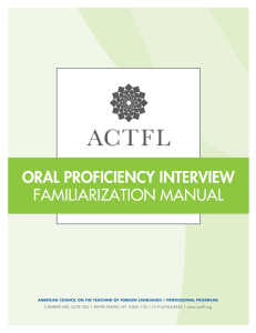 Oral PrOficiency interview Familiarization manual www.actfl.org