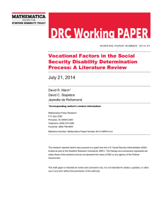 Vocational Factors in the Social Security Disability Determination Process: A Literature Review