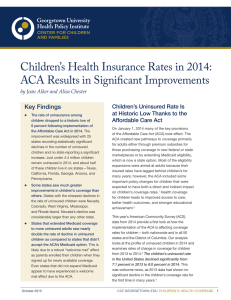 Children’s Health Insurance Rates in 2014: ACA Results in Significant Improvements