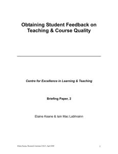 Obtaining Student Feedback on Teaching &amp; Course Quality  Briefing Paper, 2