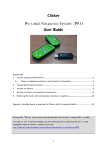 Clicker  User Guide Personal Response System (PRS)