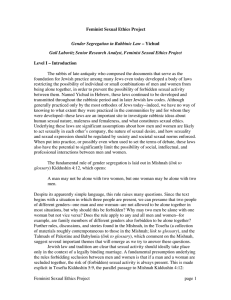 Feminist Sexual Ethics Project Gender Segregation in Rabbinic Law –