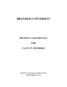 BRANDEIS UNIVERSITY BENEFITS AND SERVICES FOR FACULTY MEMBERS