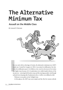 I The Alternative Minimum Tax Assault on the Middle Class