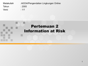 Pertemuan 2 Information at Risk Matakuliah :A0334/Pengendalian Lingkungan Online