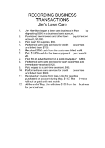 RECORDING BUSINESS TRANSACTIONS Jim's Lawn Care
