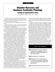 Disaster Recovery and Business Continuity Planning: Testing an Organization’s Plans