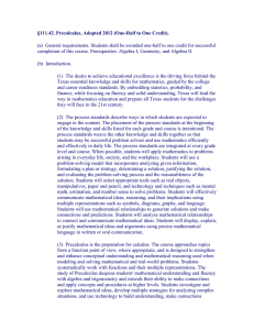 §111.42. Precalculus, Adopted 2012 (One-Half to One Credit).