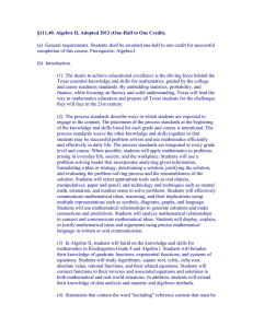 §111.40. Algebra II, Adopted 2012 (One-Half to One Credit).