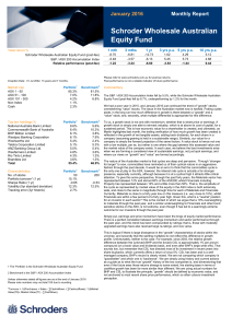 Schroder Wholesale Australian January 2016 Monthly Report 1 mth