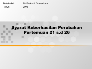 Syarat Keberhasilan Perubahan Pertemuan 21 s.d 26 Matakuliah : A0134/Audit Operasional