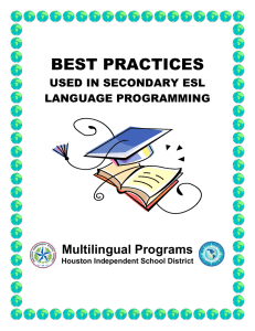 BEST PRACTICES Multilingual Programs