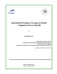 Agricultural Producer Groups in Poland – Empirical Survey Results Ilona Banaszak