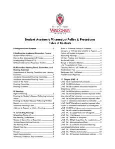 Student Academic Misconduct Policy &amp; Procedures Table of Contents