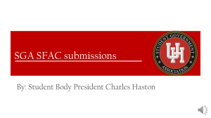 SGA SFAC submissions By: Student Body President Charles Haston