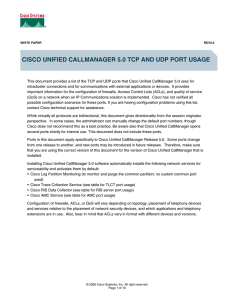 CISCO UNIFIED CALLMANAGER 5.0 TCP AND UDP PORT USAGE