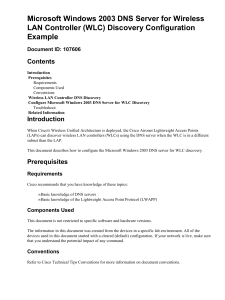 Microsoft Windows 2003 DNS Server for Wireless Example Contents