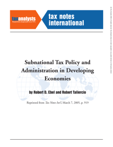 Subnational Tax Policy and Administration in Developing