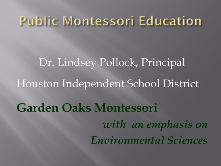 Garden Oaks Montessori Dr Lindsey Pollock Principal Houston Independent School District