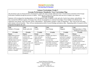 Science Curriculum: Grade 3 Georgia Performance Standards: Year Curriculum Map